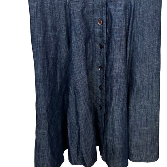 eShakti Custom Chambray Dress Womens A-Line Pockets Milkmaid Sleeveless Blue - Picture 5 of 8